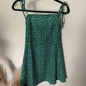 Floral Mini Dress - Tie Strap - Daisy Print